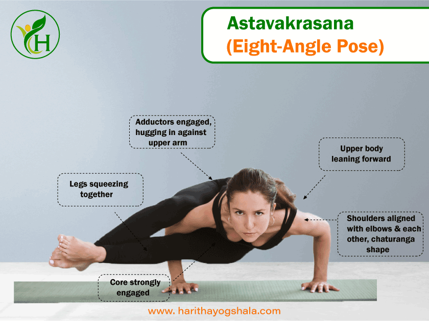Infographics of Astavakrasana (Eight-Angle Pose)